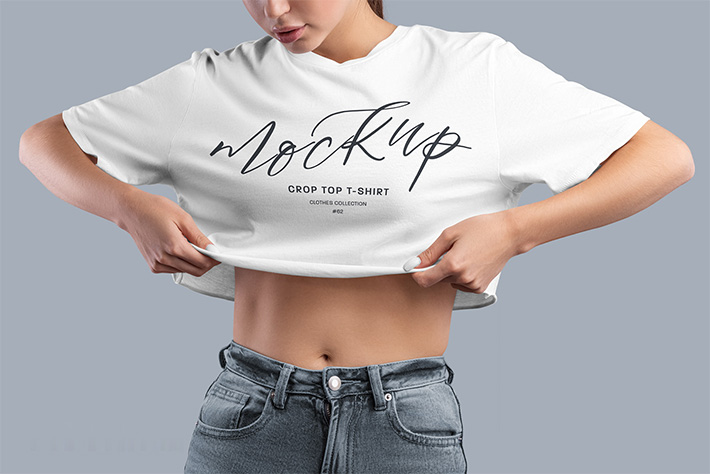 9 Mockups Crop Top Woman T-shirt + 1 Free