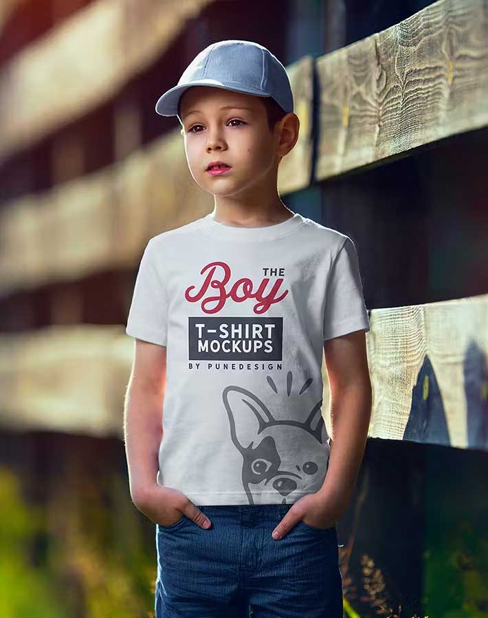 Boy T-Shirt Mock-Up Set Psd