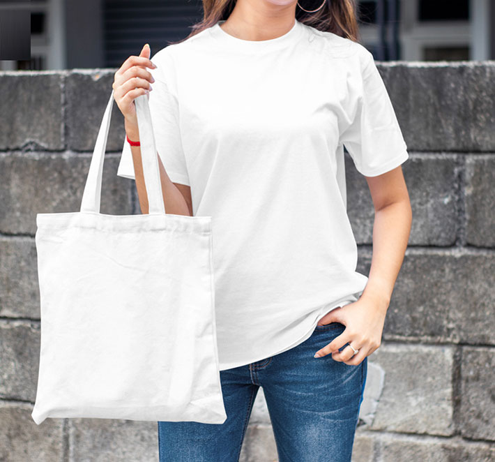 Free T-Shirt with Canvas Bag Mockup Template